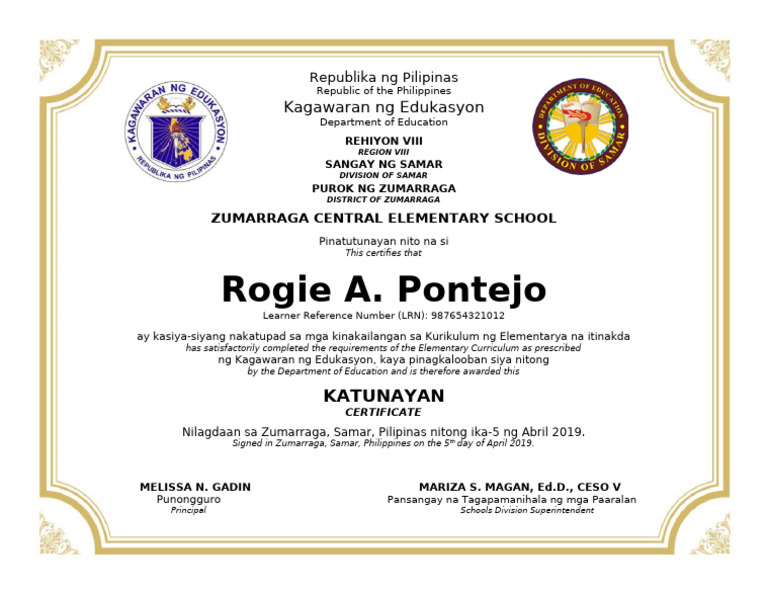 Grade 6 Completion Certificate | PDF