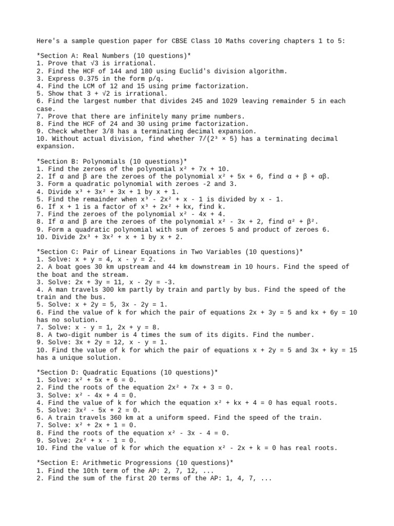 Here S A Sample Question Paper For Pdf Polynomial Factorization