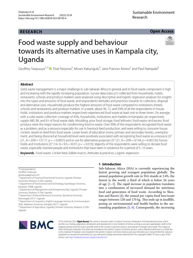 Food Waste Management in Kampala, Uganda | PDF | Waste | Waste Management