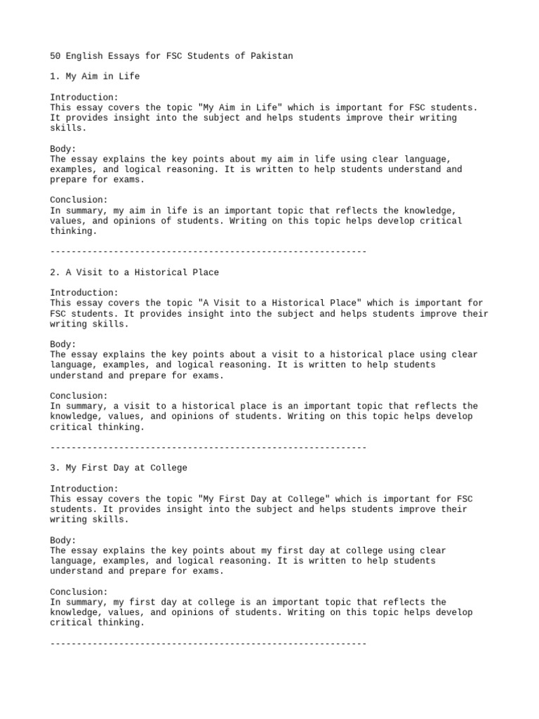 English Essays for FSC Students | PDF | Critical Thinking | Essays