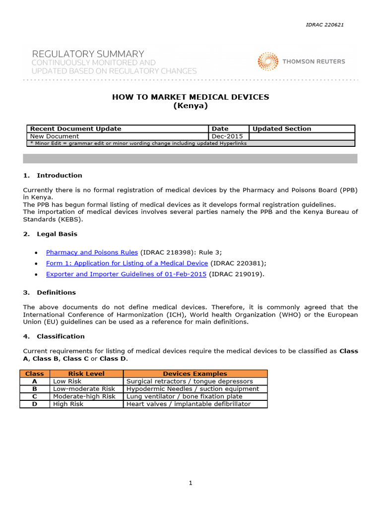 Kenya Medical Device Marketing Guide | PDF | Medical Device