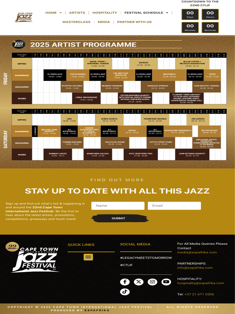 Festival Schedule Cape Town International Jazz Festival | PDF