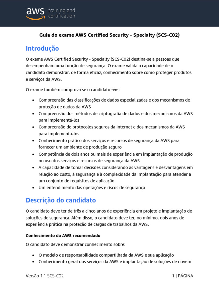 Guia do Exame AWS Certified Security SCS-C02 | PDF | Rede de ...