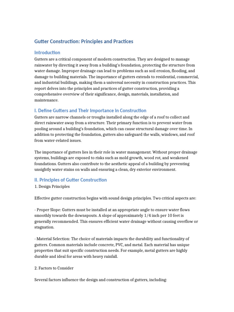 Gutter Construction: Design and Practices | PDF | Roof | Concrete
