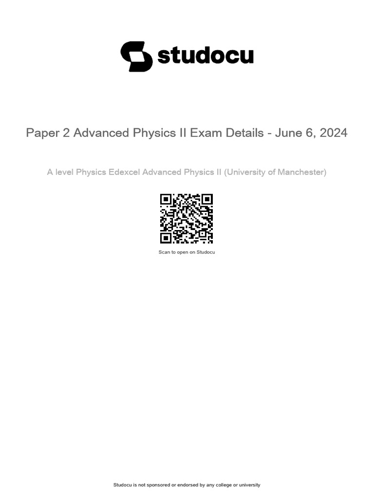 Advanced Physics II Exam Details 2024 | PDF | Electron | Binding Energy