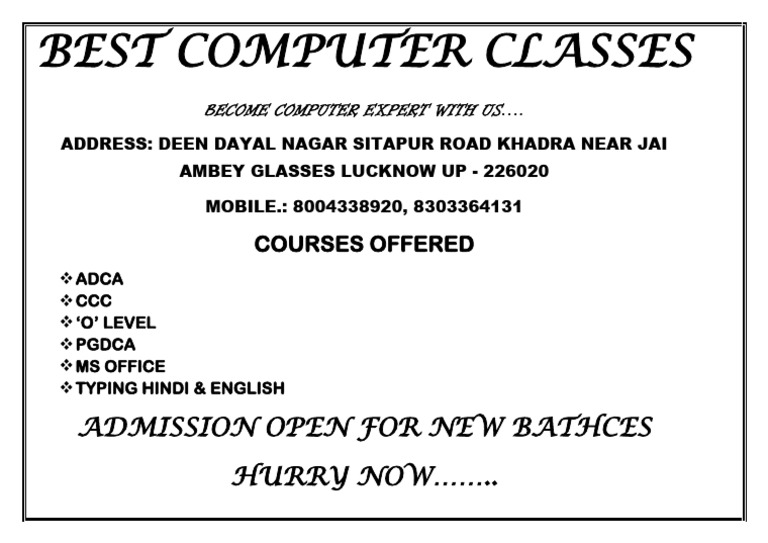 ADCA vs O Level Computer Courses | PDF