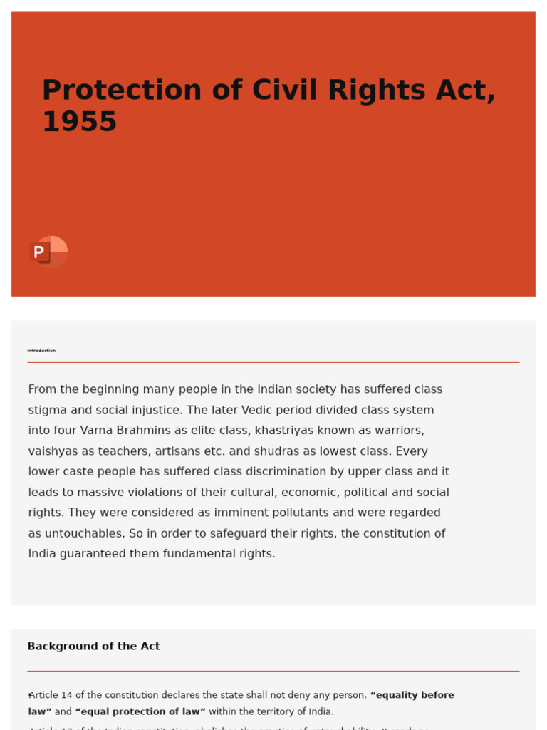 Protection of Civil Rights Act, 1955 | PDF | Justice | Crime & Violence
