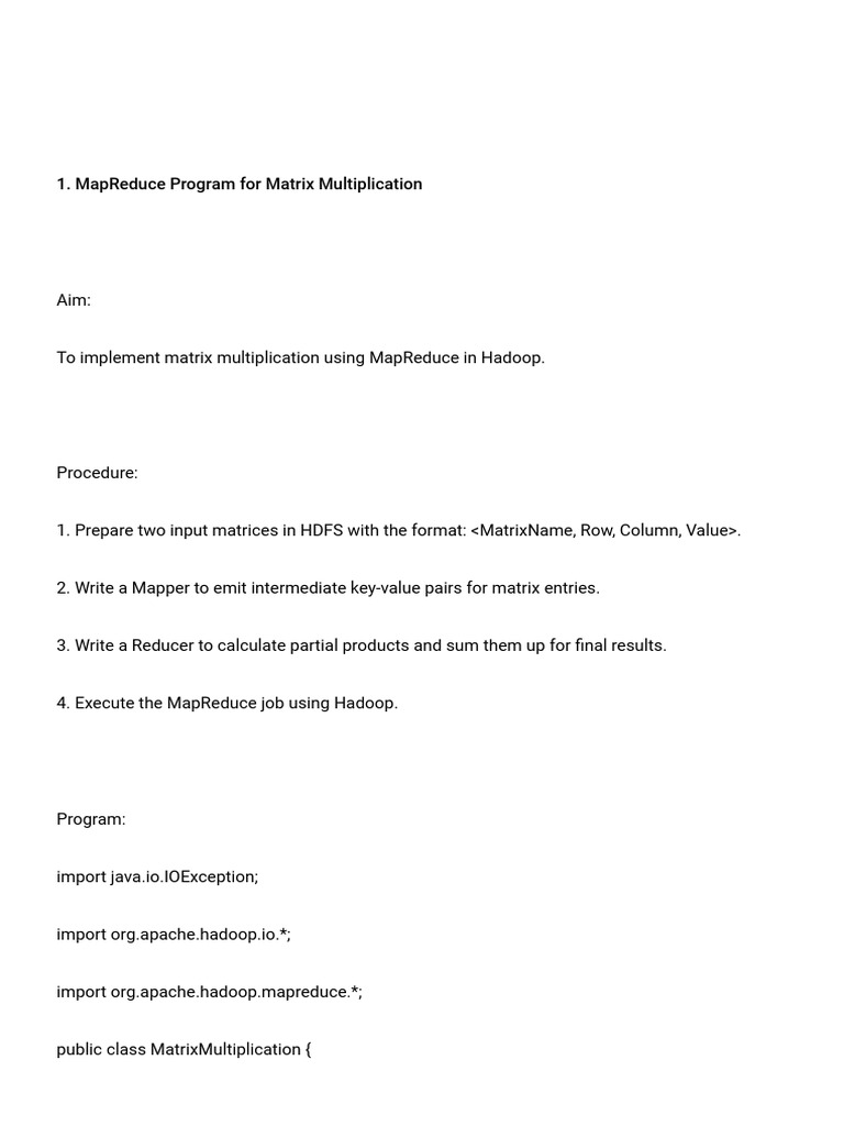 MapReduce and Hive Commands Guide | PDF | Matrix (Mathematics) | Map Reduce