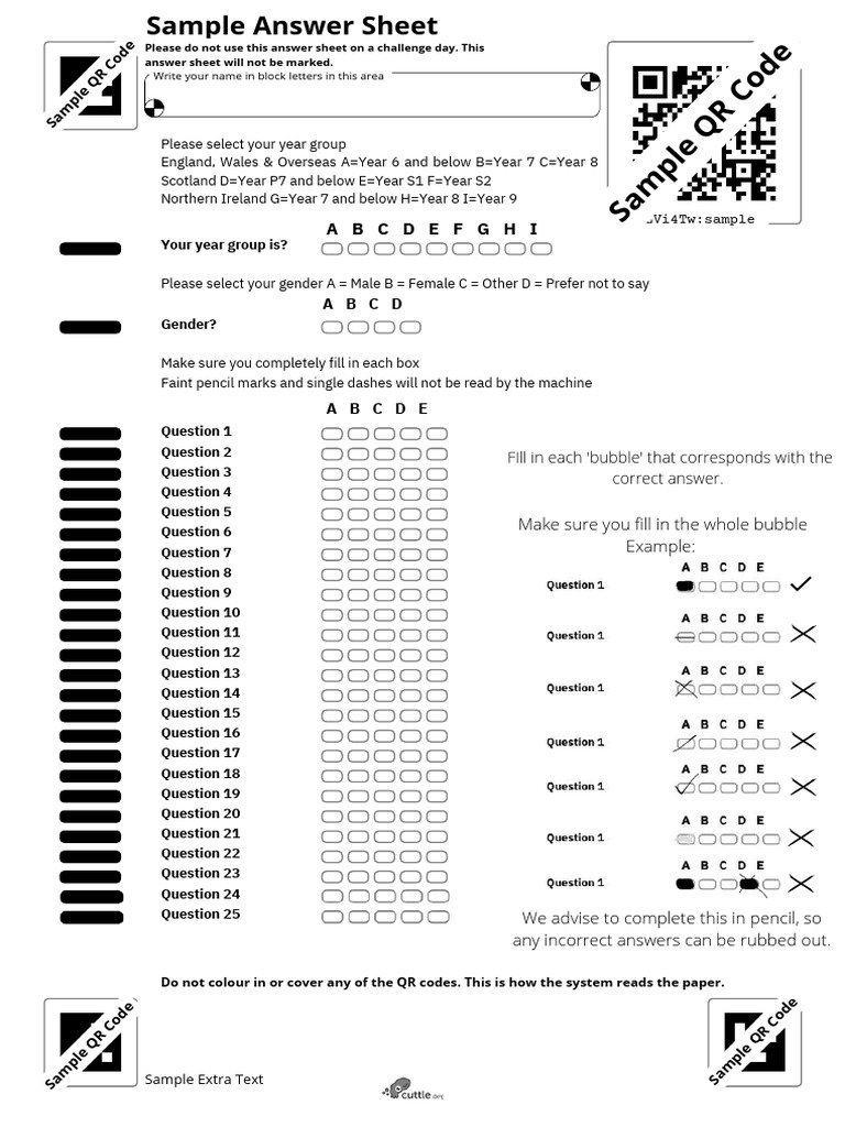 Sample Answer Sheet 1 | PDF