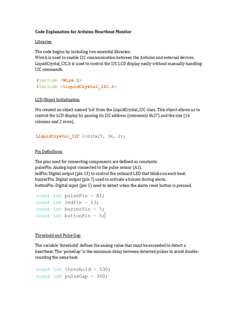 Arduino Heartbeat Monitor Code Guide | PDF | Liquid Crystal Display ...