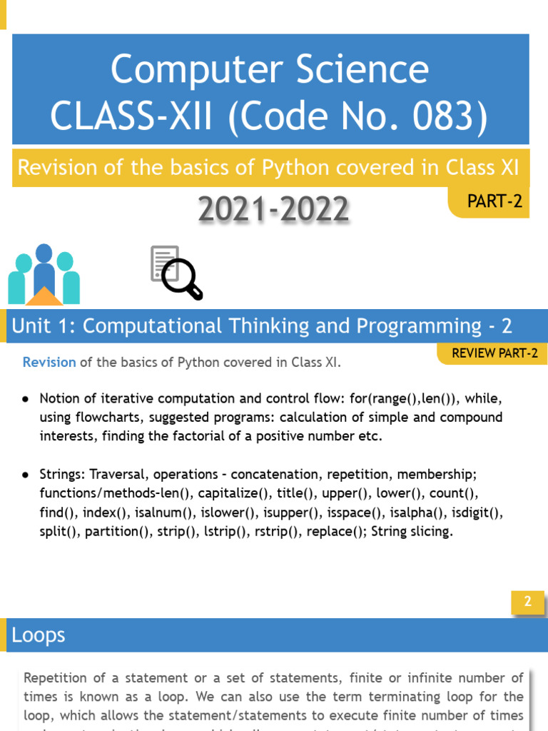 Python Basics Revision for Class XII | PDF | Control Flow | Parameter ...