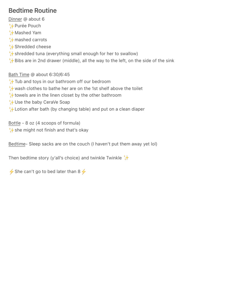 Bedtime Routine Guide for Infants | PDF