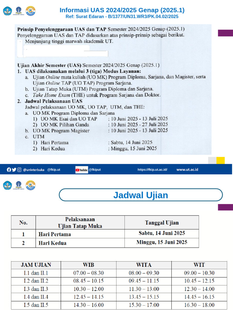 Jadwal UAS UT 2025 Ganjil dan Genap | PDF