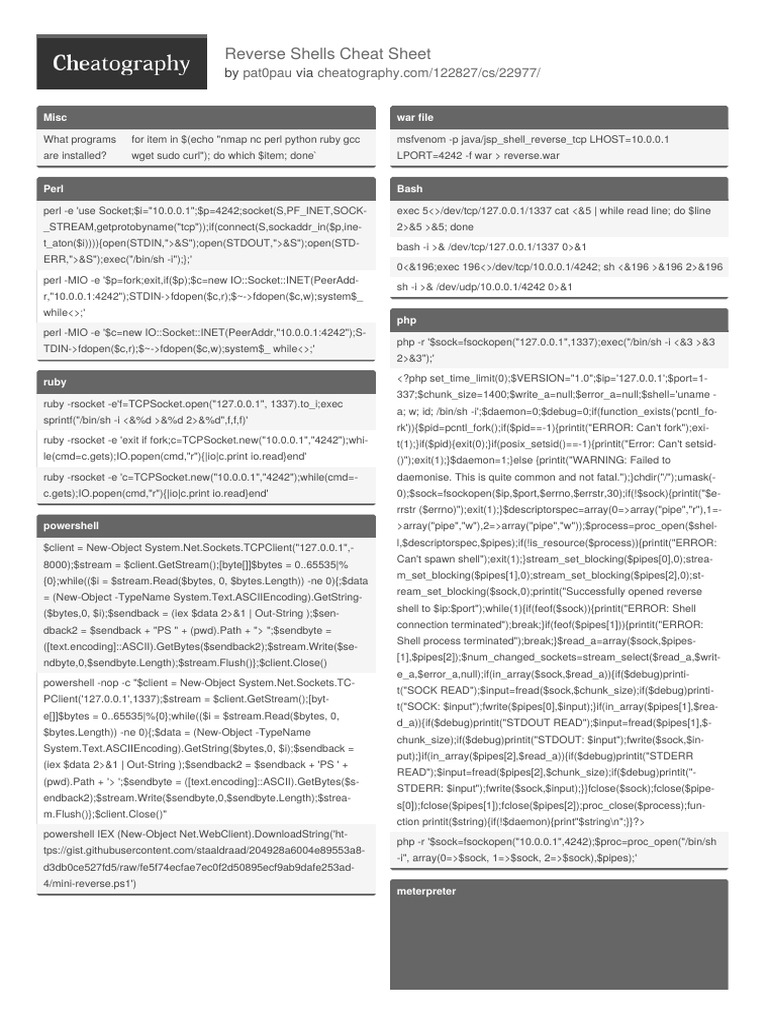 Pat0pau Reverse Shells - BW | PDF | Operating System Technology | Unix ...