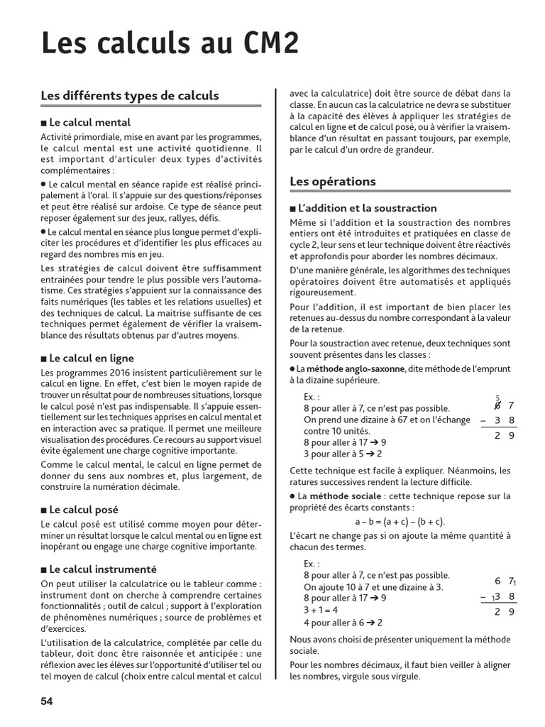 Stratégies de calcul au CM2 | PDF | Multiplication | Division