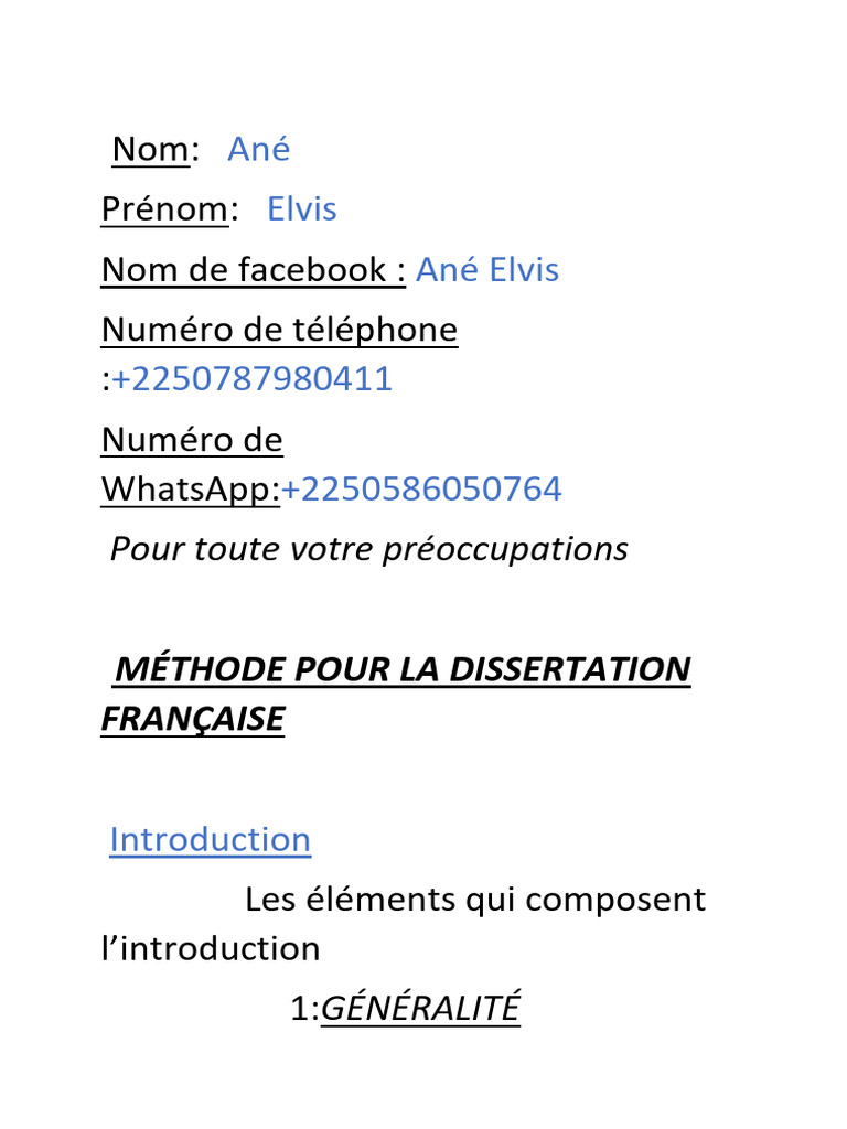 Méthode de Dissertation en Français | PDF