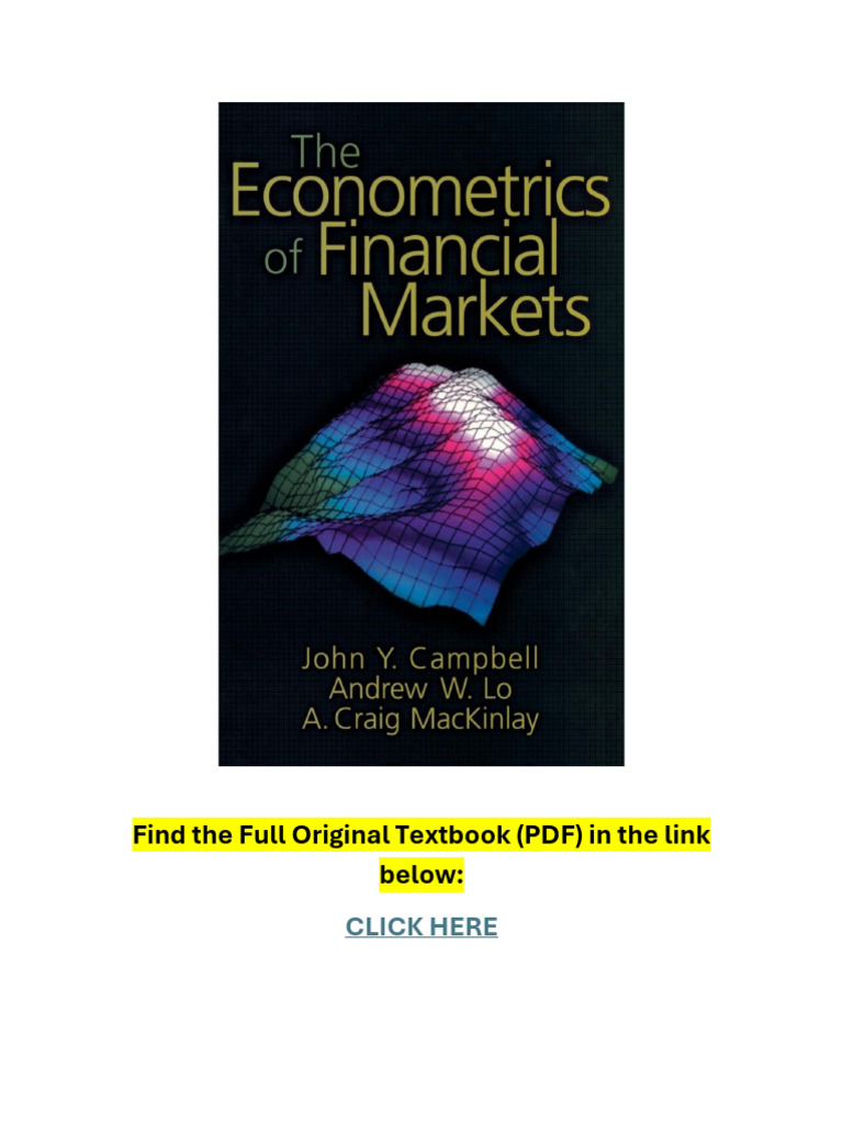 ビジネス・経済 Econometric Analysis of Financial Marke The Econometrics of Financial Markets 2nd Edition PDF | PDF