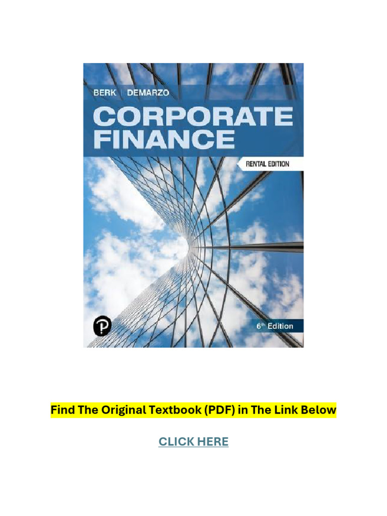 ビジネス・経済 Corporate Finance 6E, Berk, DeMarzo Corporate Finance, Global Edition, 6th edition – Pearson Benelux