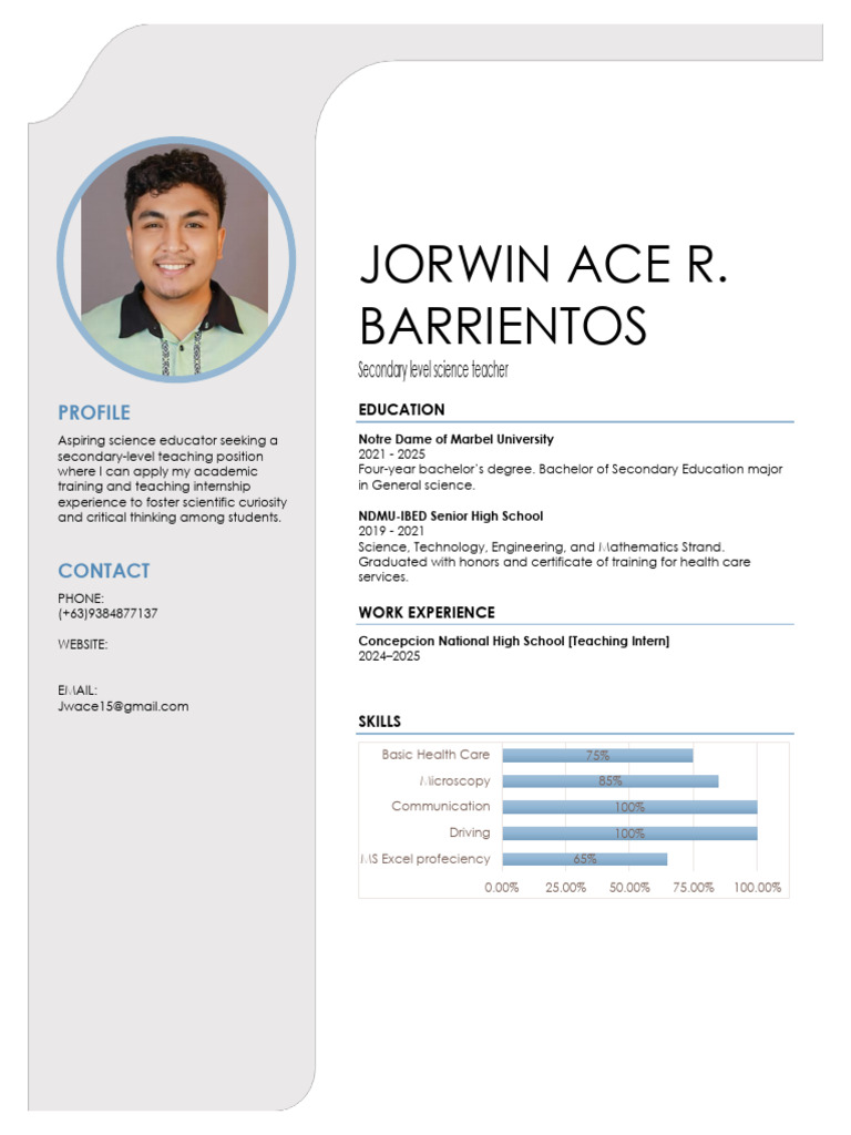 Aspiring Secondary Science Teacher Resume | PDF