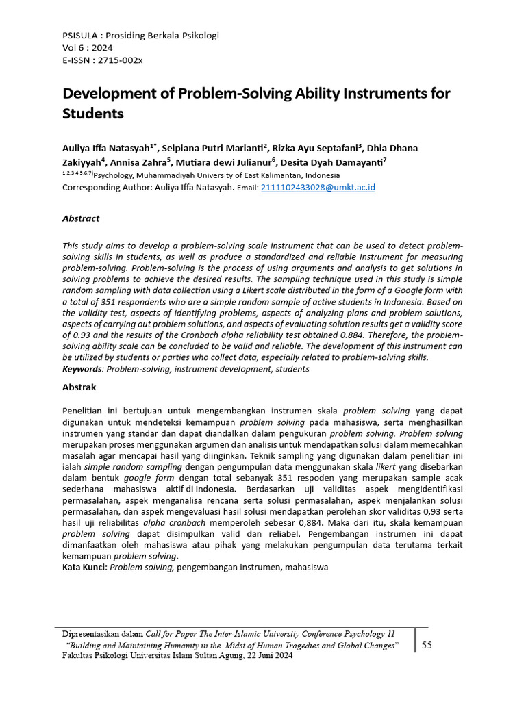 Pengembangan Instrumen Problem-Solving Mahasiswa | PDF