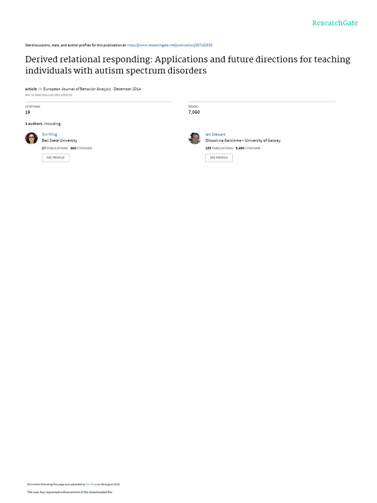 DerivedRelationalResponding (1) | PDF | Autism | Behaviorism