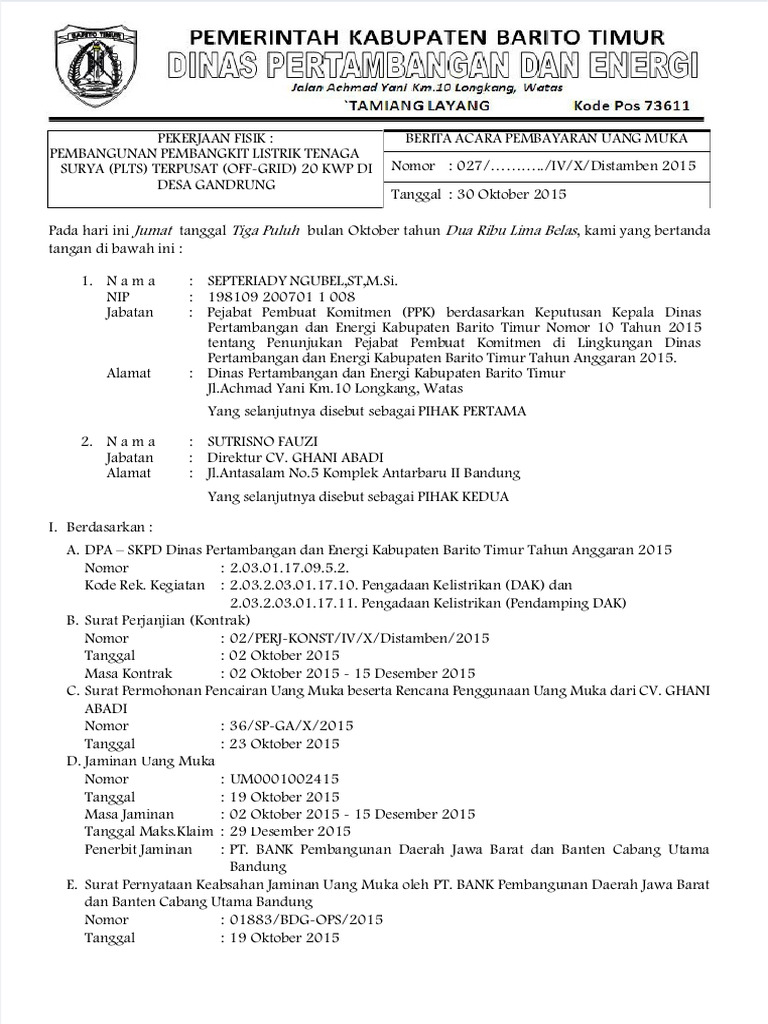 Dokumen.tips Berita Acara Pembayaran Uang Muka | PDF