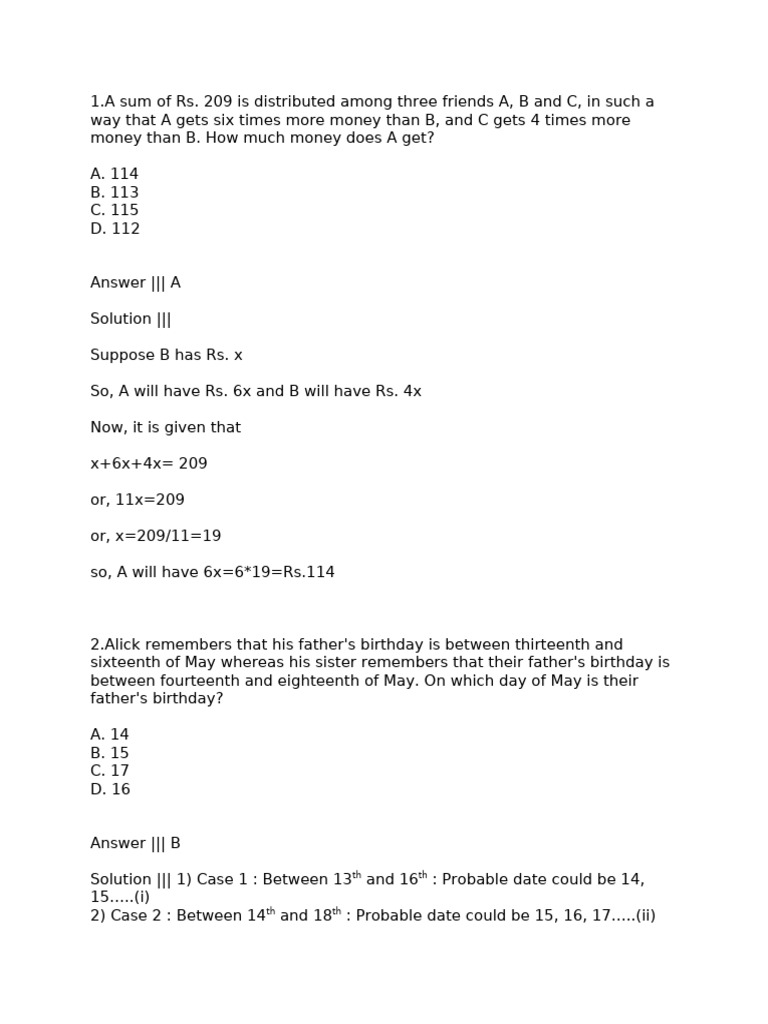 Arithematical Problem Solutions | PDF | Speed