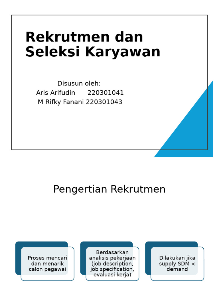 Definisi Rekrutmen dan Seleksi Karyawan | PDF
