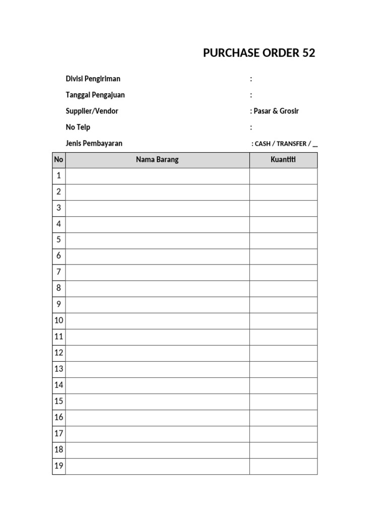 Form PO Bar | PDF