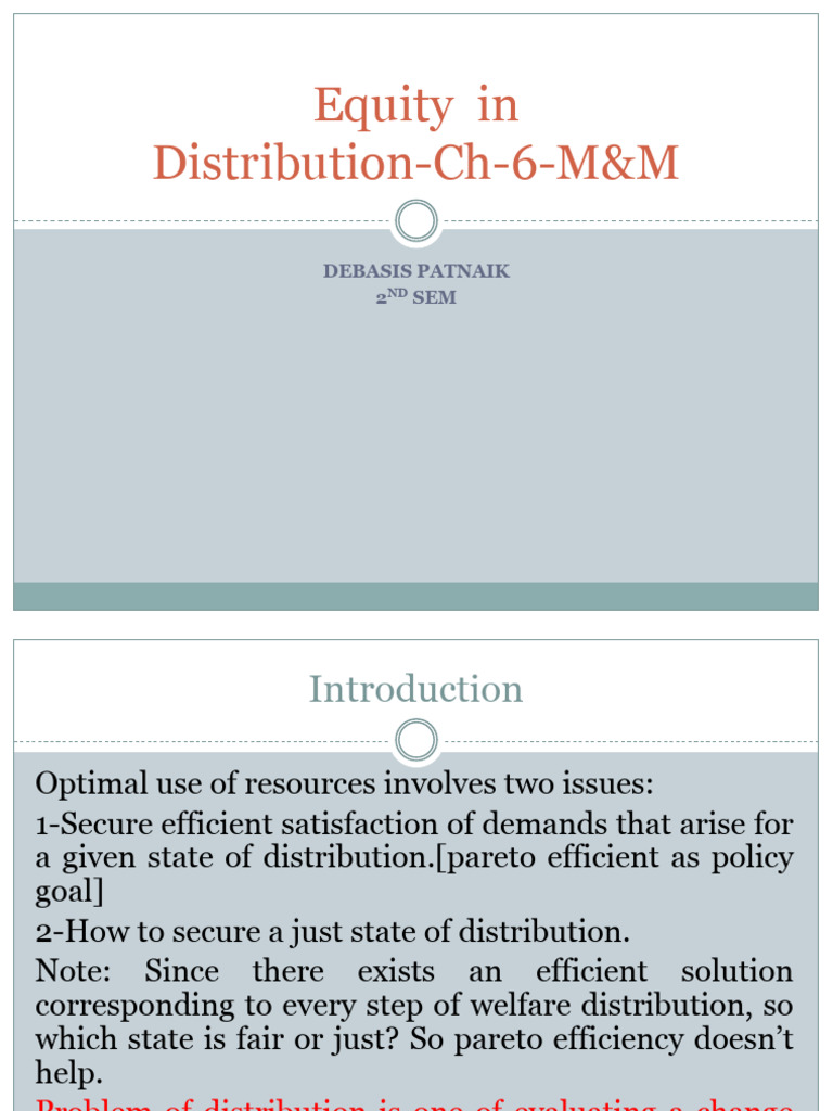 Equity in Distribution: Analyzing Justice | PDF | Welfare Economics | Taxes