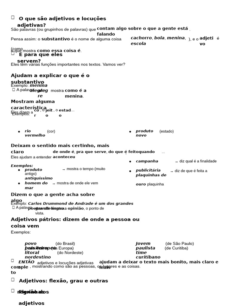 Funções e Flexões dos Adjetivos | PDF | Adjetivo | Plural