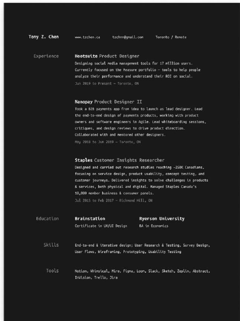 Resume Style Output | PDF
