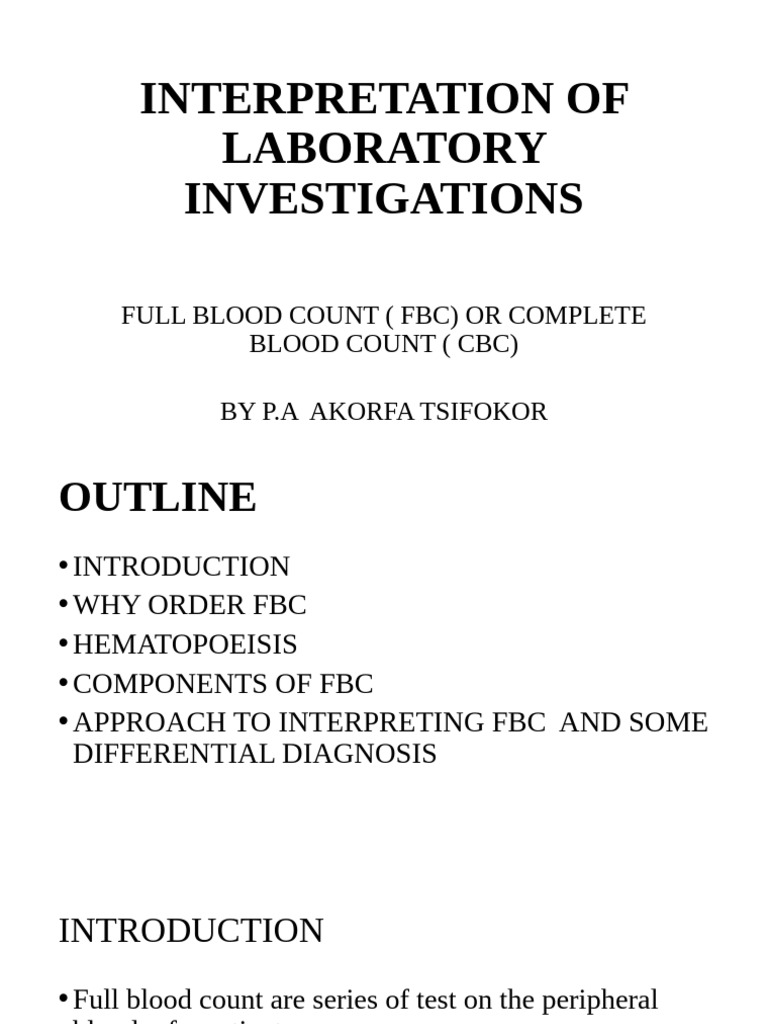 Interpretation of Laboratory Investigations | PDF | Haematopoiesis ...
