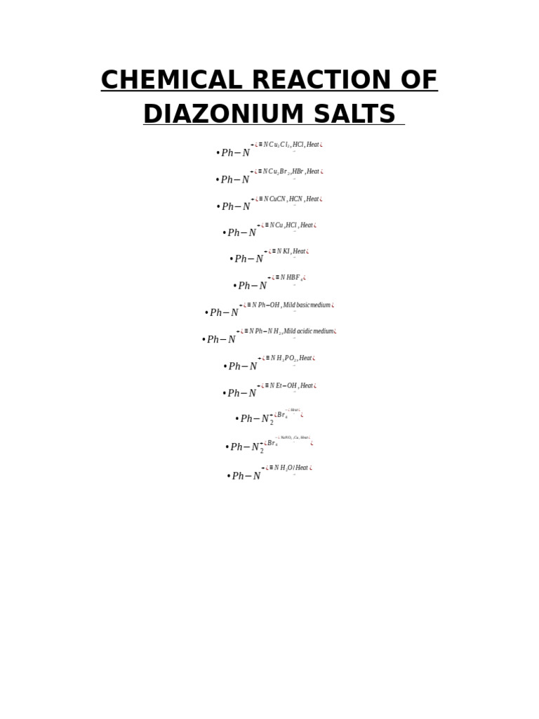 Erties of Diazonium Salts (Class 12) | PDF