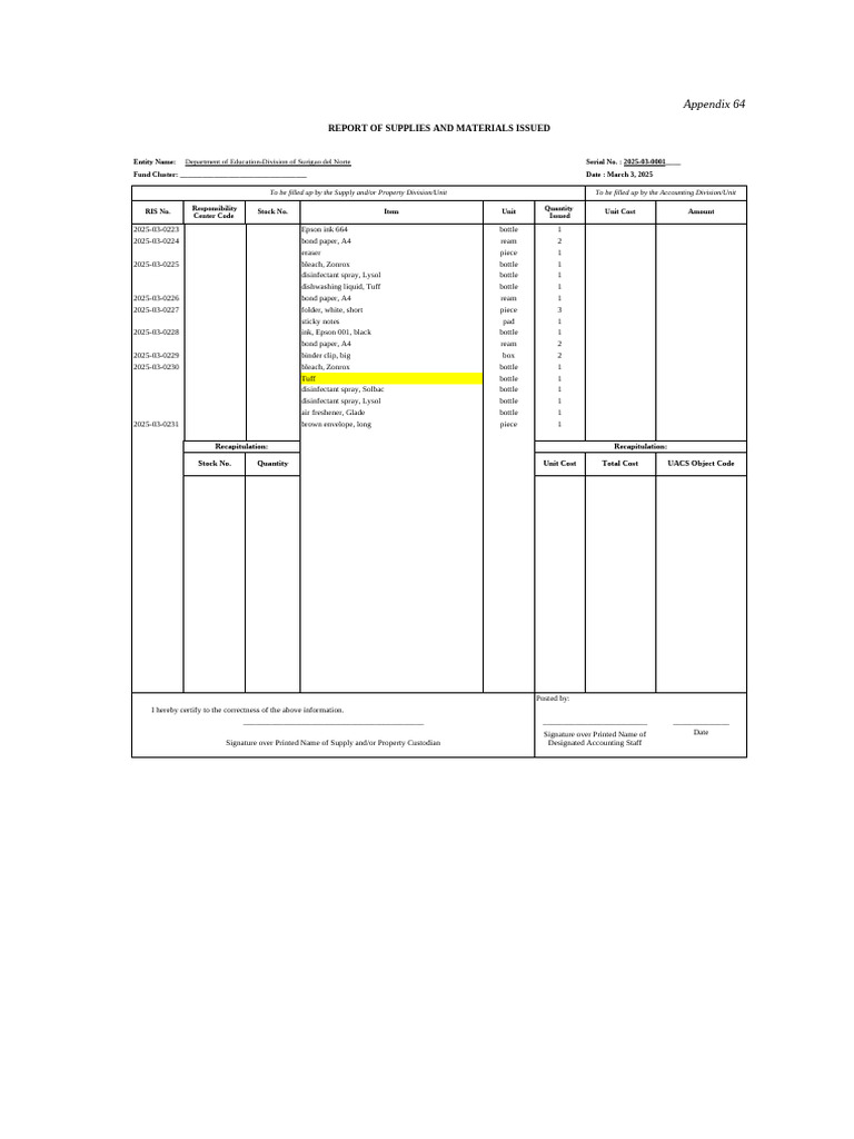 Appendix 64 - RSMI (March 3, 2025) | PDF