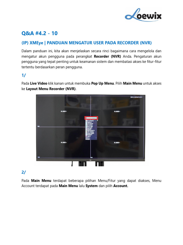 Panduan Pengaturan User NVR XMEye | PDF