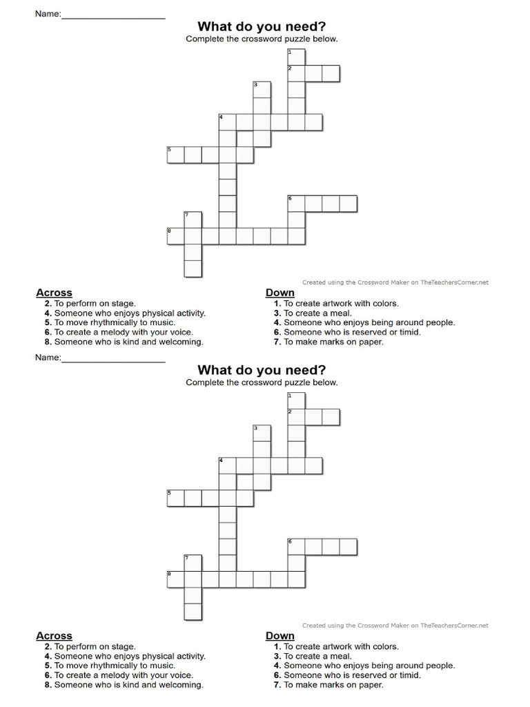 Crossword Puzzle Unit 1 Pulse 2 | PDF