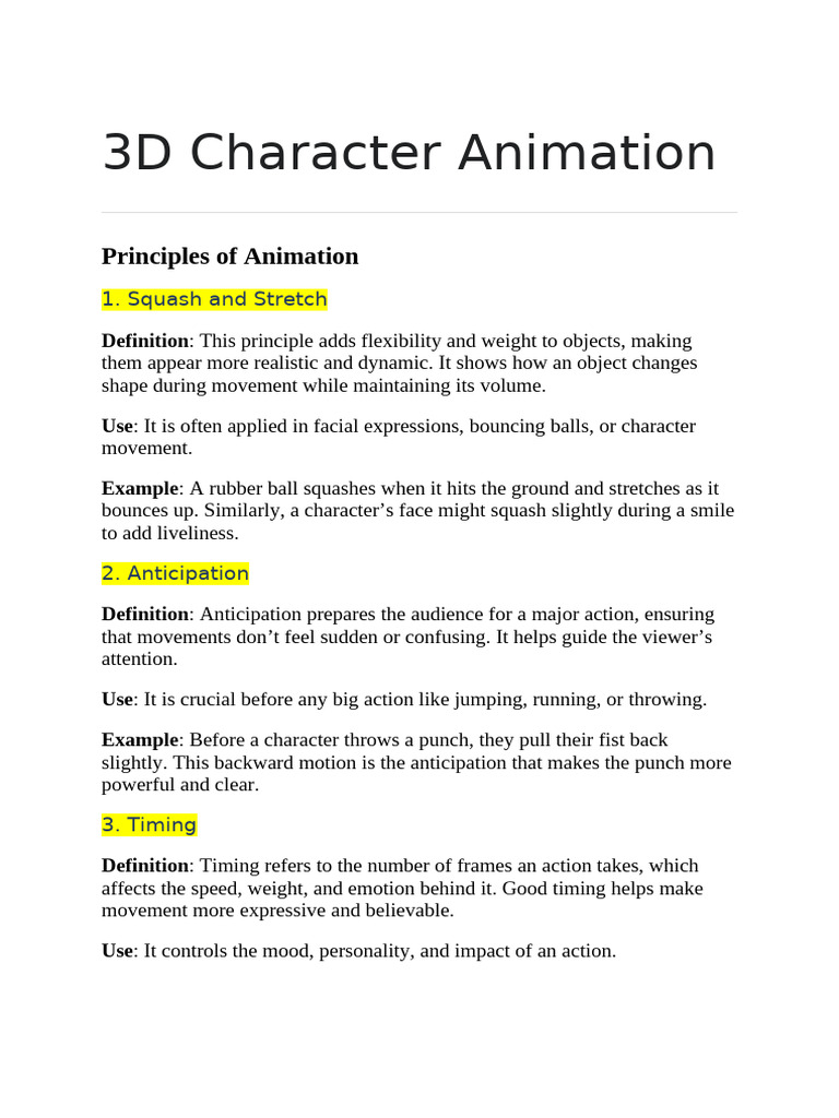 Principles of 3D Character Animation | PDF | Computer Animation | 3 D ...