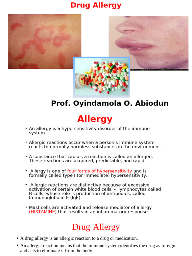 Drug Allergy Oou 2025 | PDF | Allergy | Pharmacology