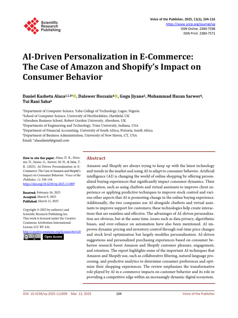 AI Personalization in E-Commerce: Amazon & Shopify | PDF | Artificial ...