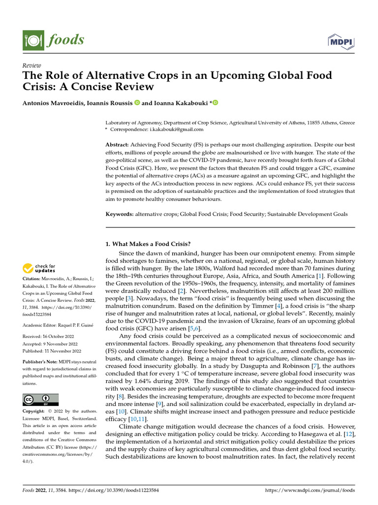 Alternative Crops and Global Food Crisis | PDF | Agriculture | Quinoa