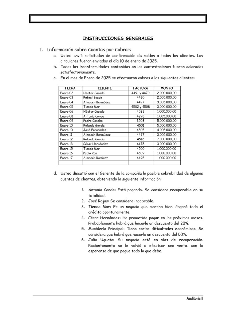 Auditoría de Cuentas por Cobrar 2025 | PDF | Contabilidad | Servicios ...