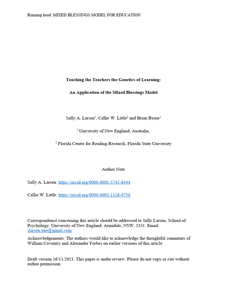 2021 Teaching The Teachers The Genetics of Learning | PDF | Learning ...