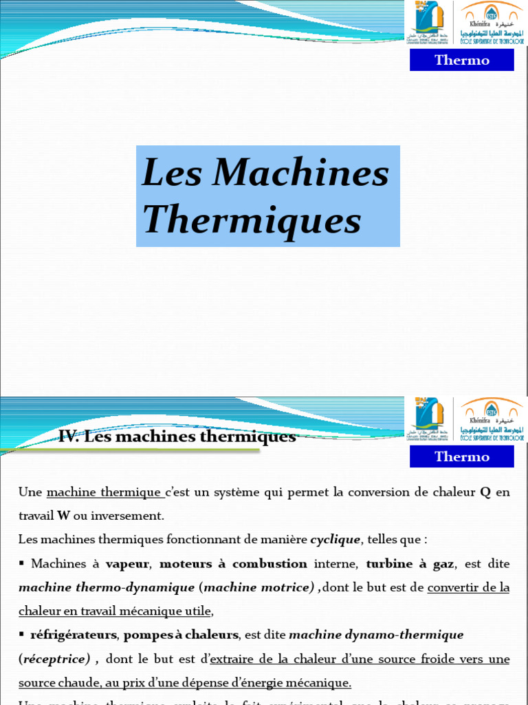 Machines thermiques et leur fonctionnement | PDF | Chaleur ...