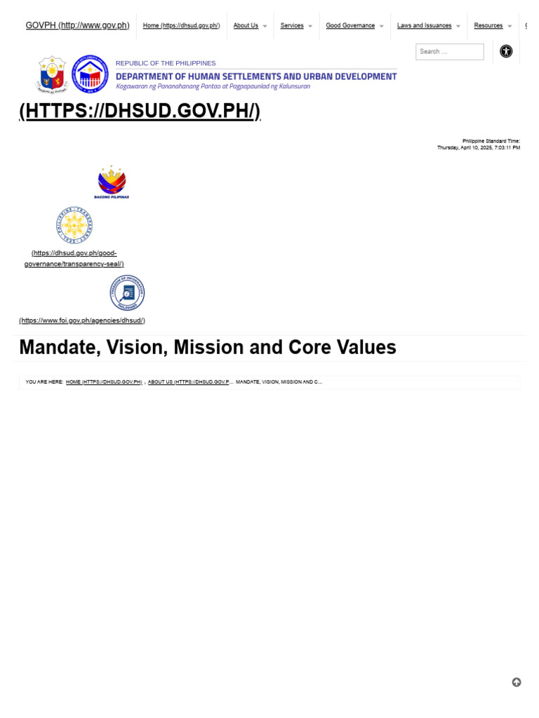 Mandate, Vision, Mission and Core Values | PDF | Governance | Justice
