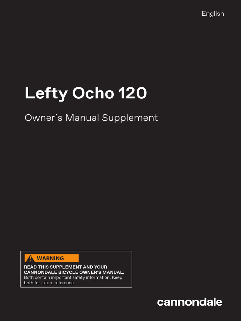 Lefty Ocho 120 Owner's Manual Supplement | PDF | Brake | Screw