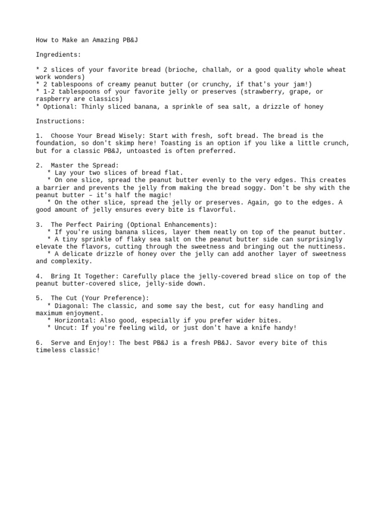 How To Make An Amazing PB&J | PDF