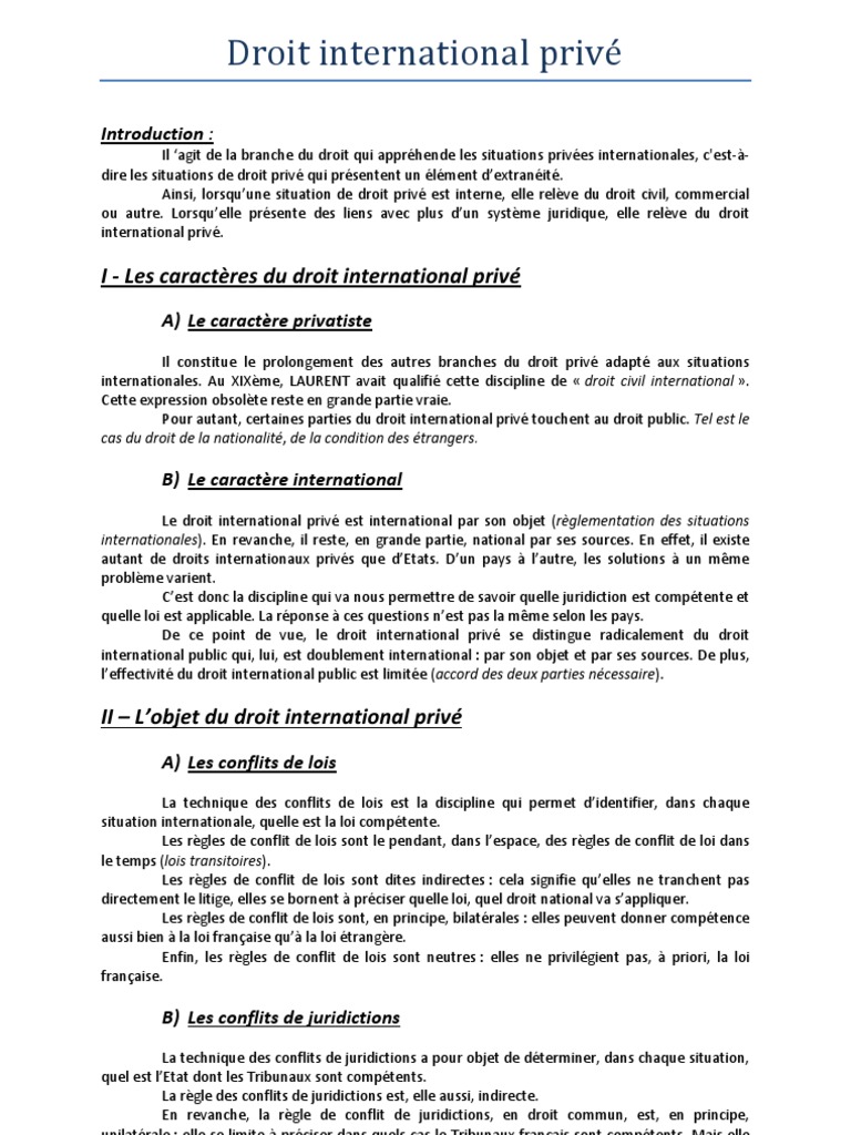 Droit International Prive Pdf Arbitrage Droit Statutaire