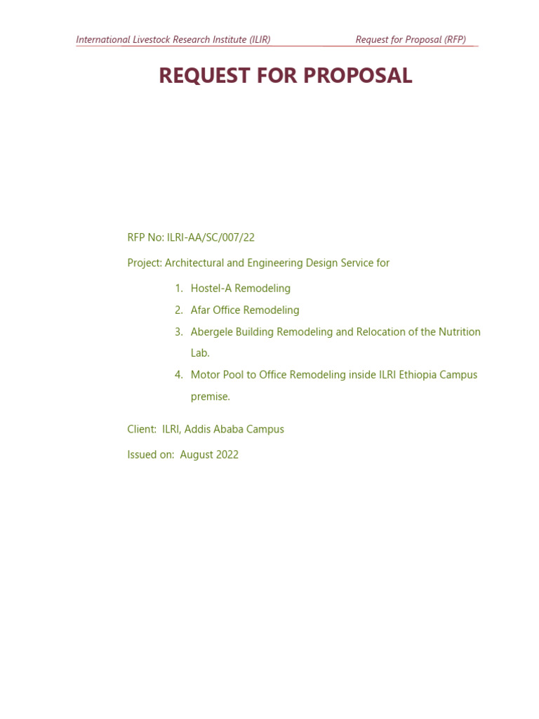 ILRI RFP for Architectural Services | PDF | Request For Proposal ...