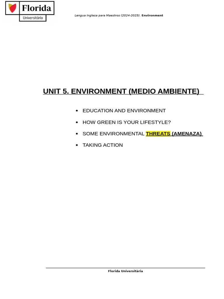 Dossier Unit 5 Environment 2024-2025 2 | PDF | Waste | Recycling